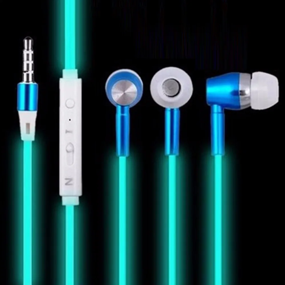 SOONHUA Luminous Light Earphone 3.5mm Wired Headphone Earbuds Glow In