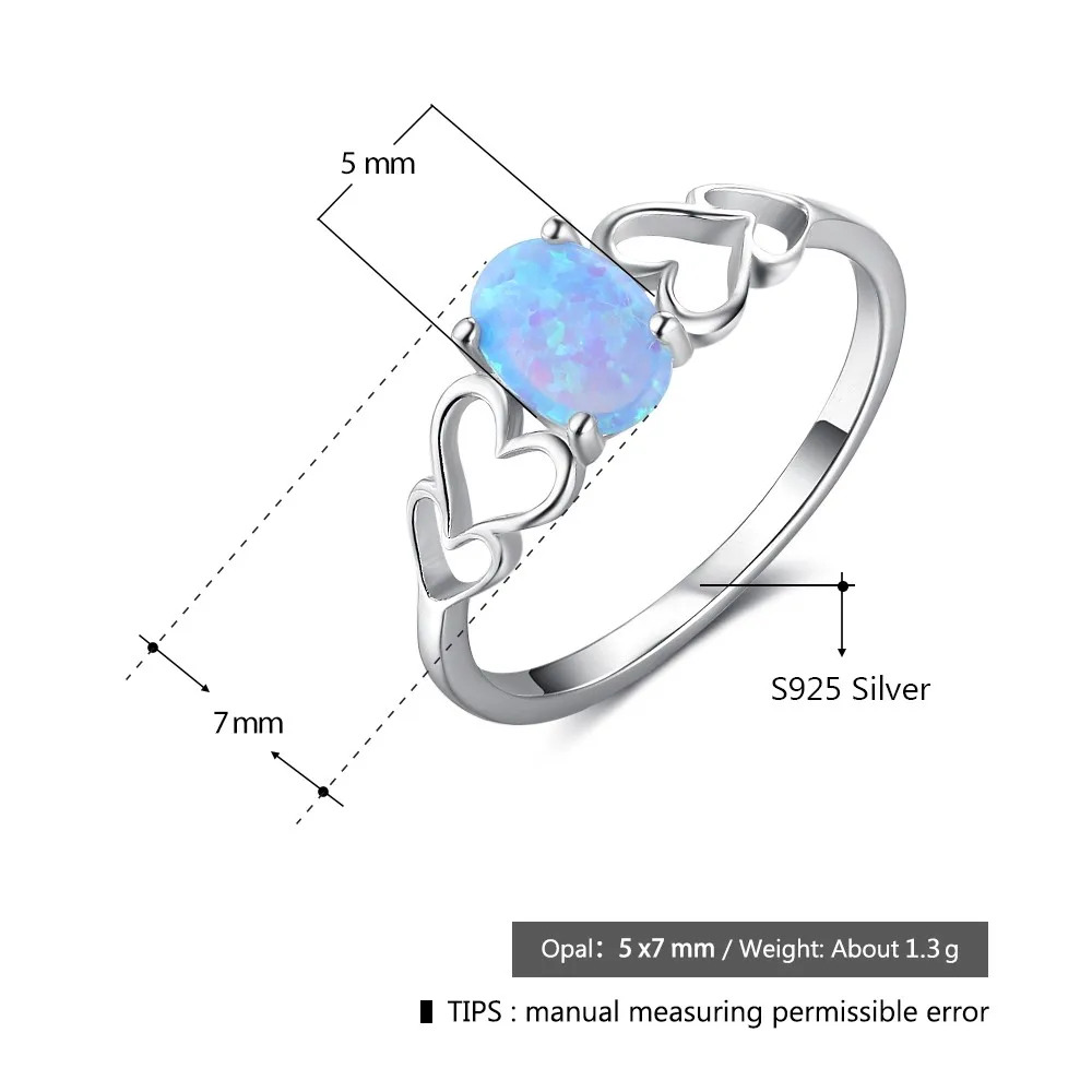 Женское кольцо из серебра 100% пробы с голубым опалом|opal engagement ring|engagement ring925 sterling