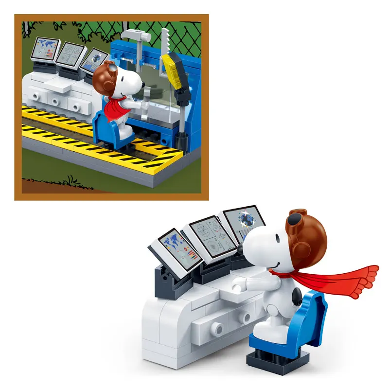 BanBao 7522 Snoopy IP арахис фигурка ВВС база Воздушный самолет Строительные блоки DIY