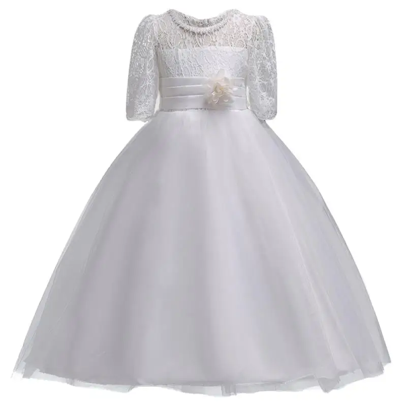 Коллекция года, летнее платье для девочек Vestidos, Детские платья для девочек, одежда торжественное платье принцессы для торжеств Вечерние платья на свадьбу для детей возрастом 4, 6, 10, 12 лет - Цвет: White