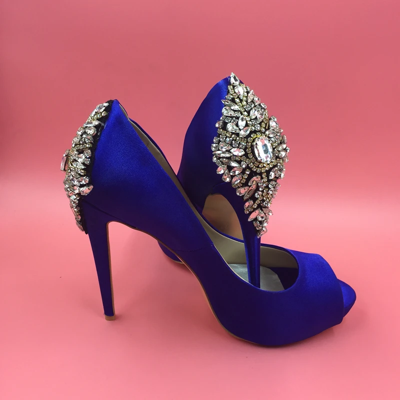 blue satin bridal shoes