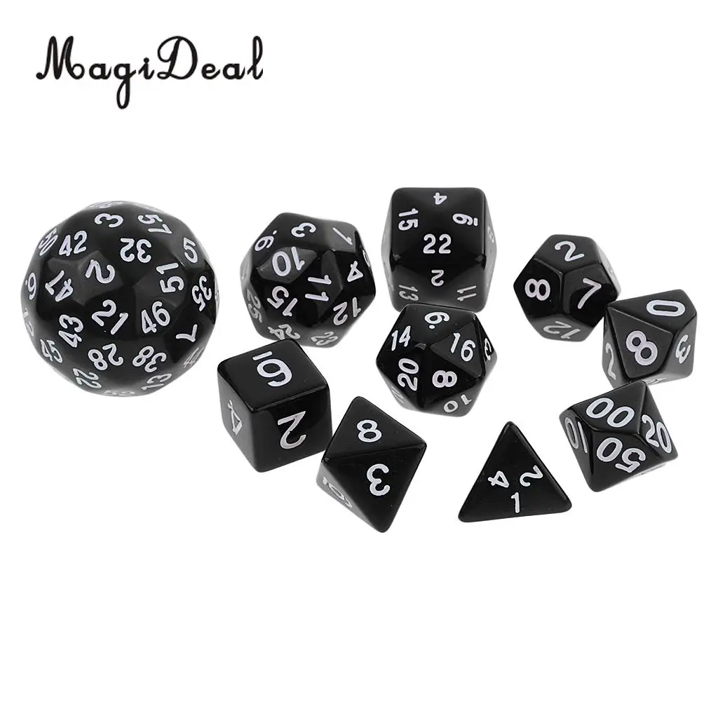 10 Pieces Acrylic Digital Dices Multi-Sided Dice Set for RPG Playing Game Tabletop Games Board Game Children Adult Youth Toys