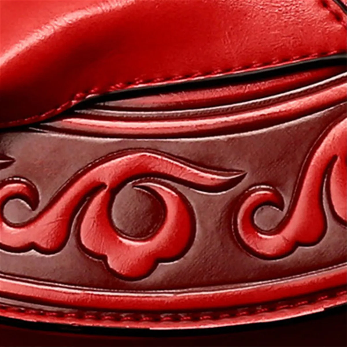 Винтажная сумка-мессенджер в китайском стиле, Красная Женская Роскошная сумка, дизайнерская сумка из искусственной кожи с тиснением, сумка через плечо, женская сумка