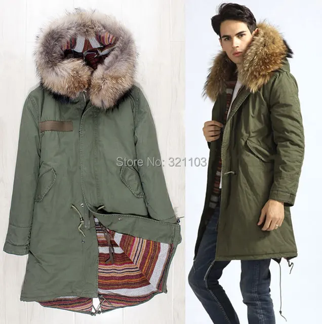 Cheap Italy style Mr fur big brown collar long style lamb liner parka, male long warm fur hooded winter jackets and coats