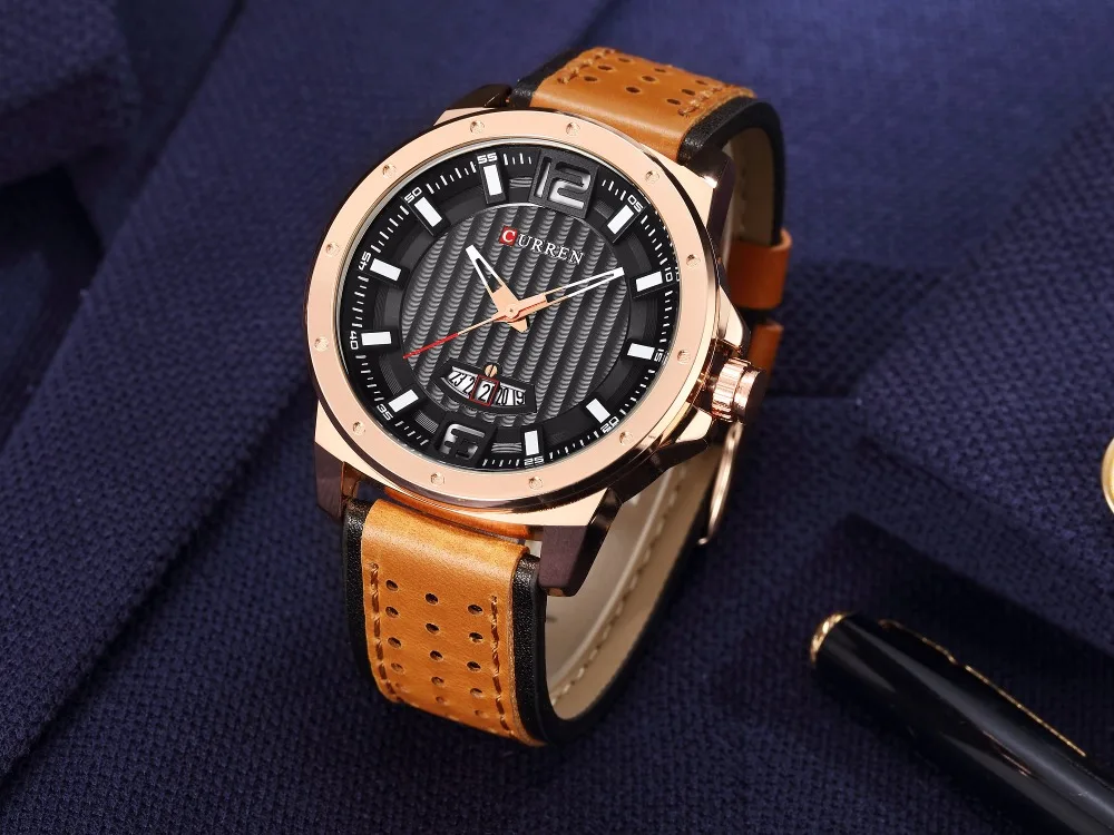 

CURREN Military Leather Business Quartz Watches Men Top Brand Luxury Sport Casual Calender Wristwatch Relogio Masculino Time