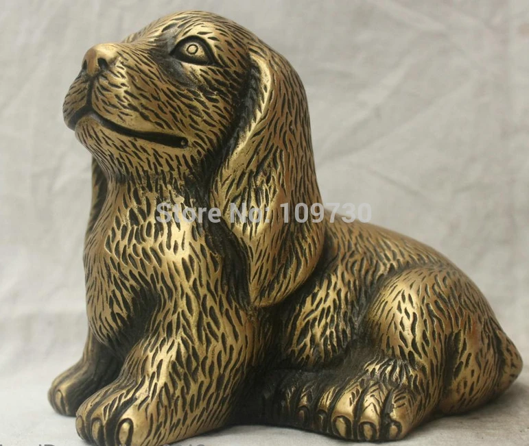 

001557 Chinese China Folk Culture Handmade Old Brass Bronze Statue Lucky Dog Sculpture