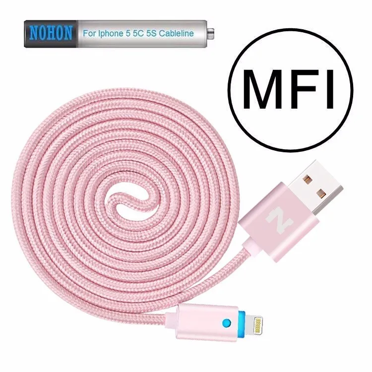 MFI For iPhone5 5S SE 5C 6 Plus ipad 4 mini Air NOHON 150cm LED SMART for Lightning Dock USB Data Charger Cable Line IOS 6 7 8 9 (8)