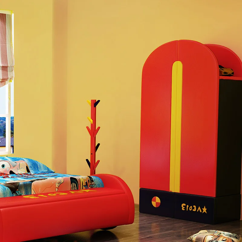Детская кровать мальчик цвет комбинированная кровать ткань детская кровать мультфильм спальня детская мебель люкс кровать - Цвет: 2 door wardrobe