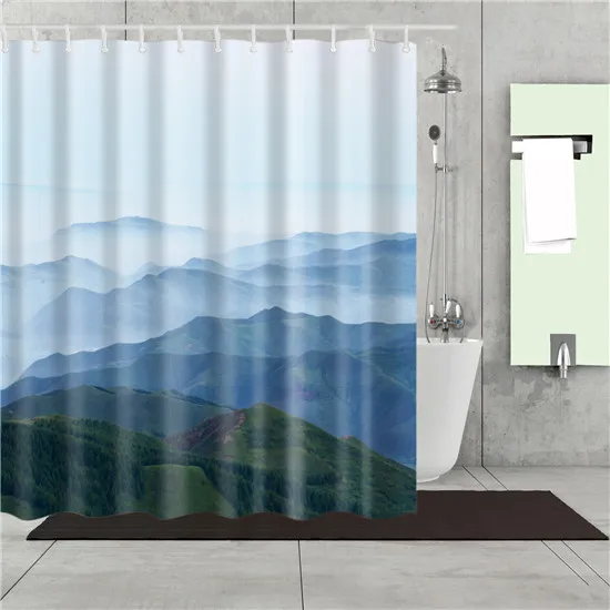 Сценическая занавеска для ванной комнаты в виде листьев лотоса, водонепроницаемая полиэфирная занавеска с крючками, 180x180 см - Цвет: 6