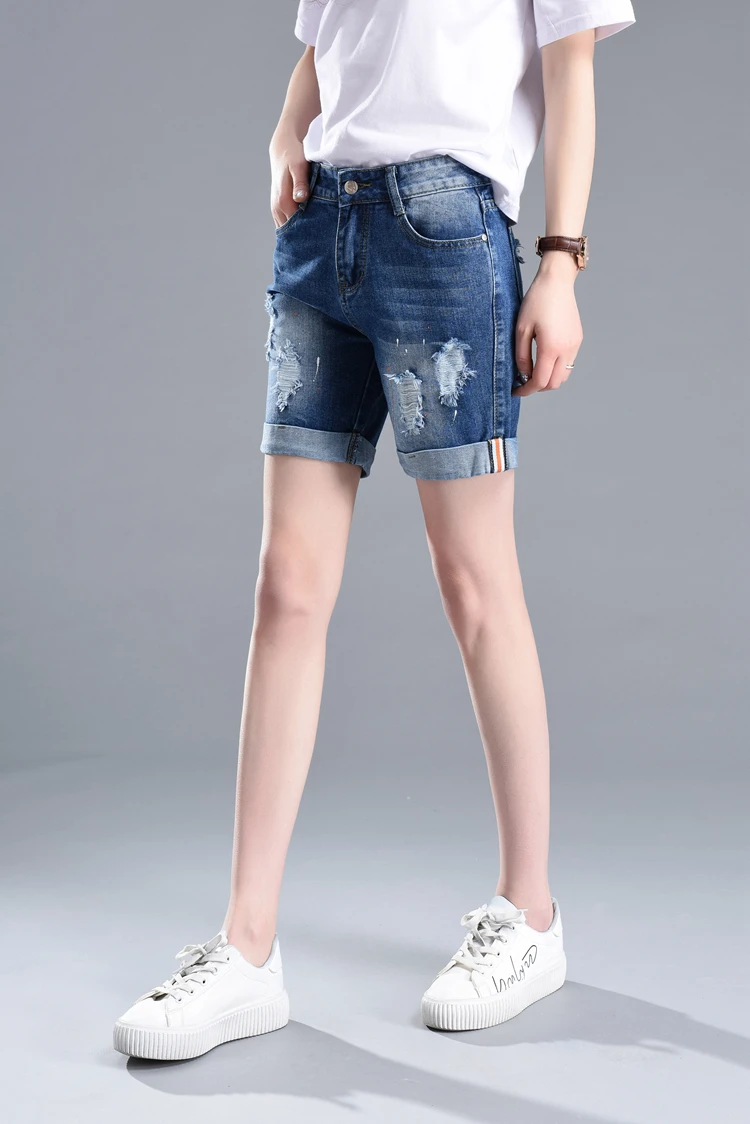 Женская одежда джинсовые шорты летние рваные короткие джинсы для женщин большого размера толстый мм брюки 200 фунтов плюс размер свободные