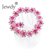 Jewdy 20 шт./компл. Стразы розы яркие хрустальные шпильки для волос модные заколки для волос украшения для волос для женщин свадебные шпильки для волос