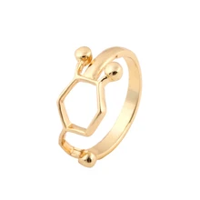 Jisensp 2017 Vintage Dopamine Molecule Ring Chemistry Jewelry Neurotransmitter Science Jewelry for Women Men R160