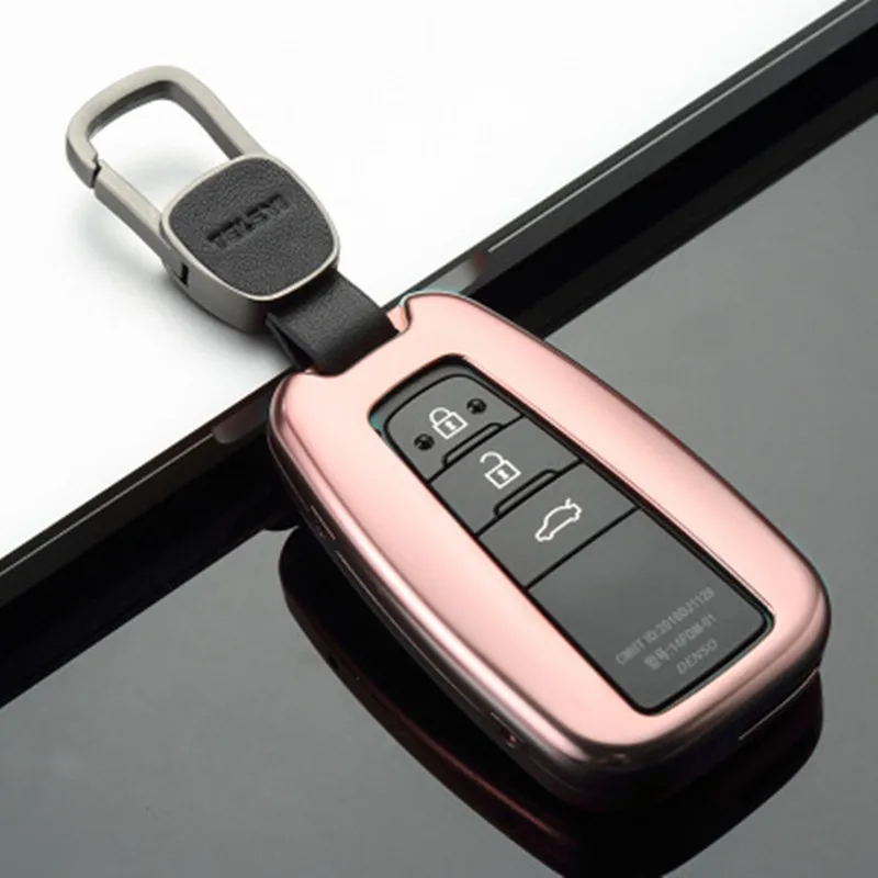 Автомобильный Стайлинг, алюминиевый сплав, держатель для ключей, чехол, оболочка, цепь для Toyota Camry Corolla C-HR CHR Prado, защита для ключей