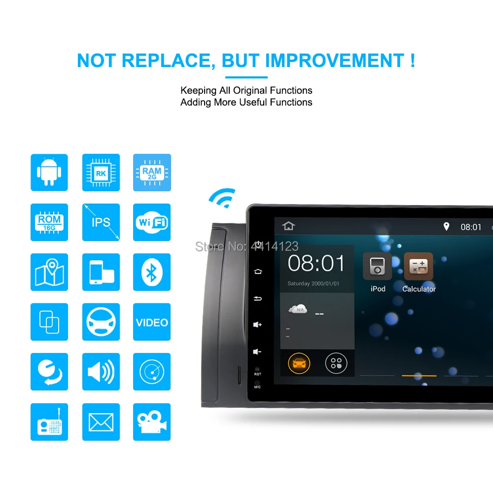 Discount 9 inch Android 8.1 Car Multimedia Player For BMW 5 Series E39 GPS DVD DSP FM 1080P Automotive Full Touch ScreenRadio FM 4 Core 1