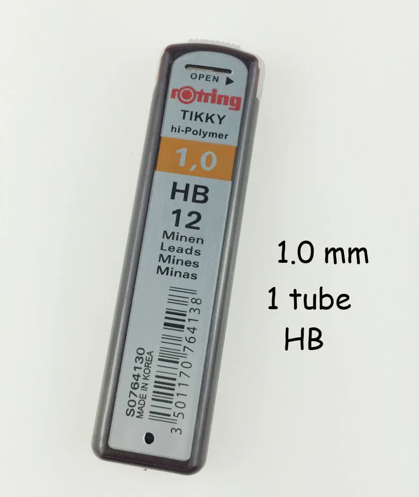 Rotring 2B/HB/B 0,5/0,7/0,9/1,0 мм карандашные грифели механические карандаши для заправки зажигалок автоматически стержни для карандаша для рисования - Цвет: 10 HB 1tube