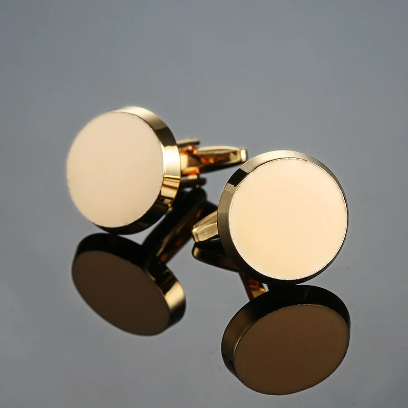 

High Quality Men's Cufflink Gold Plating yellow Enamel Round Men's Shirt cuff links Wedding cuffs Wholesale & retail