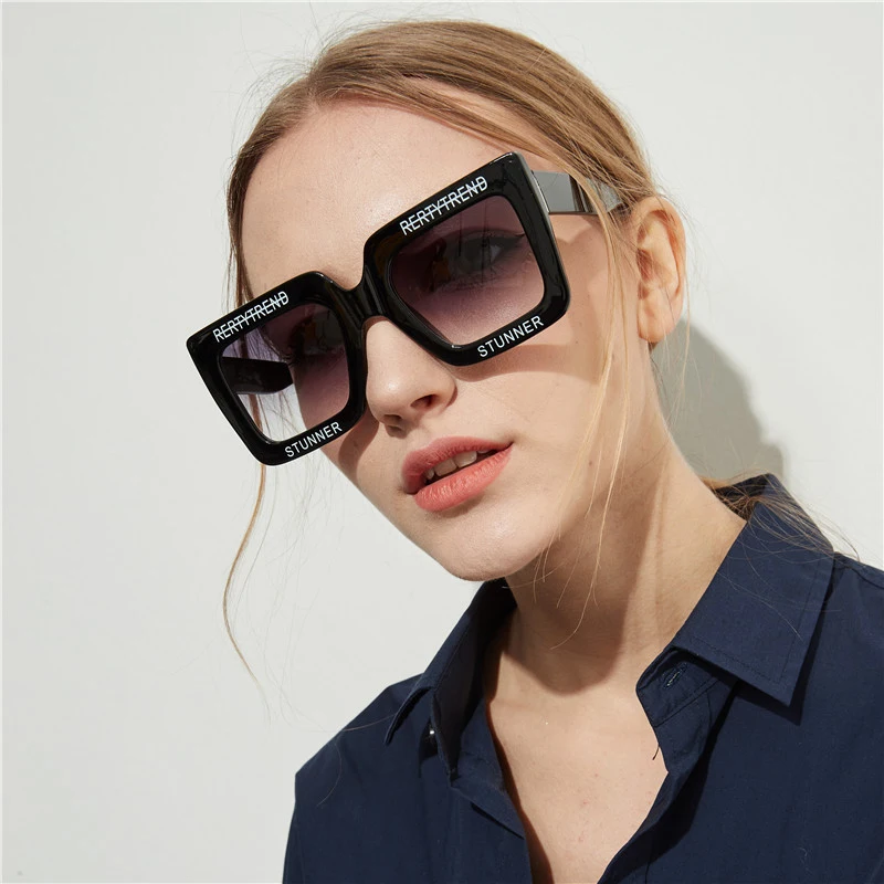 

JackJad Fashion Square Style STUNNER Letter Gradient Sunglasses Women Cool Trend Brand Design Sun Glasses Oculos De Sol 33116
