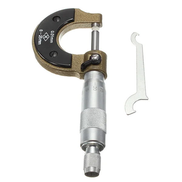Высокая точность 0-25 мм 0,01 мм метрический наружный диаметр микрометра калибровочный суппорт Инструмент с мини-гаечным ключом