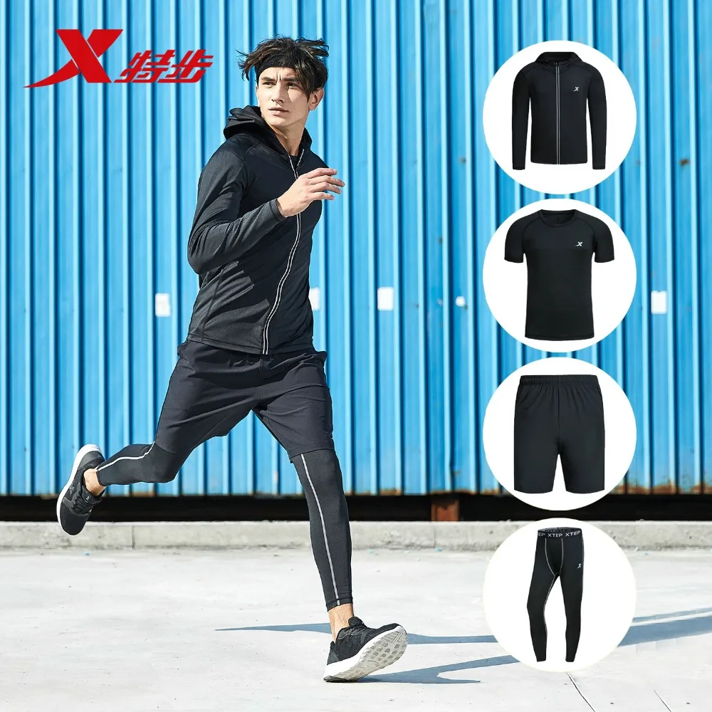 882129989302 Xtep Men's Sportswear 2018 Autumn New Lightweight Sports Running Fitness Training Set Top and short Set