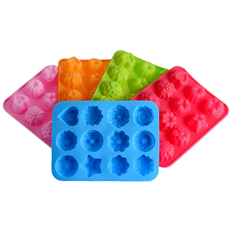 

12 Cavity Silicone Muffin Cup Soap Cookies Cupcake Bakeware Pan Tray Mould Cake Fondant Ice Cream Jelly Pudding Mold Baking Tool