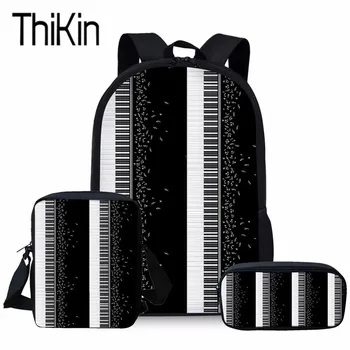 

THIKIN School Bags for Kids Piano Pattern School Backpack Children 3pcs/set Primary Schoolbag Girls Music Note Printing Satchel