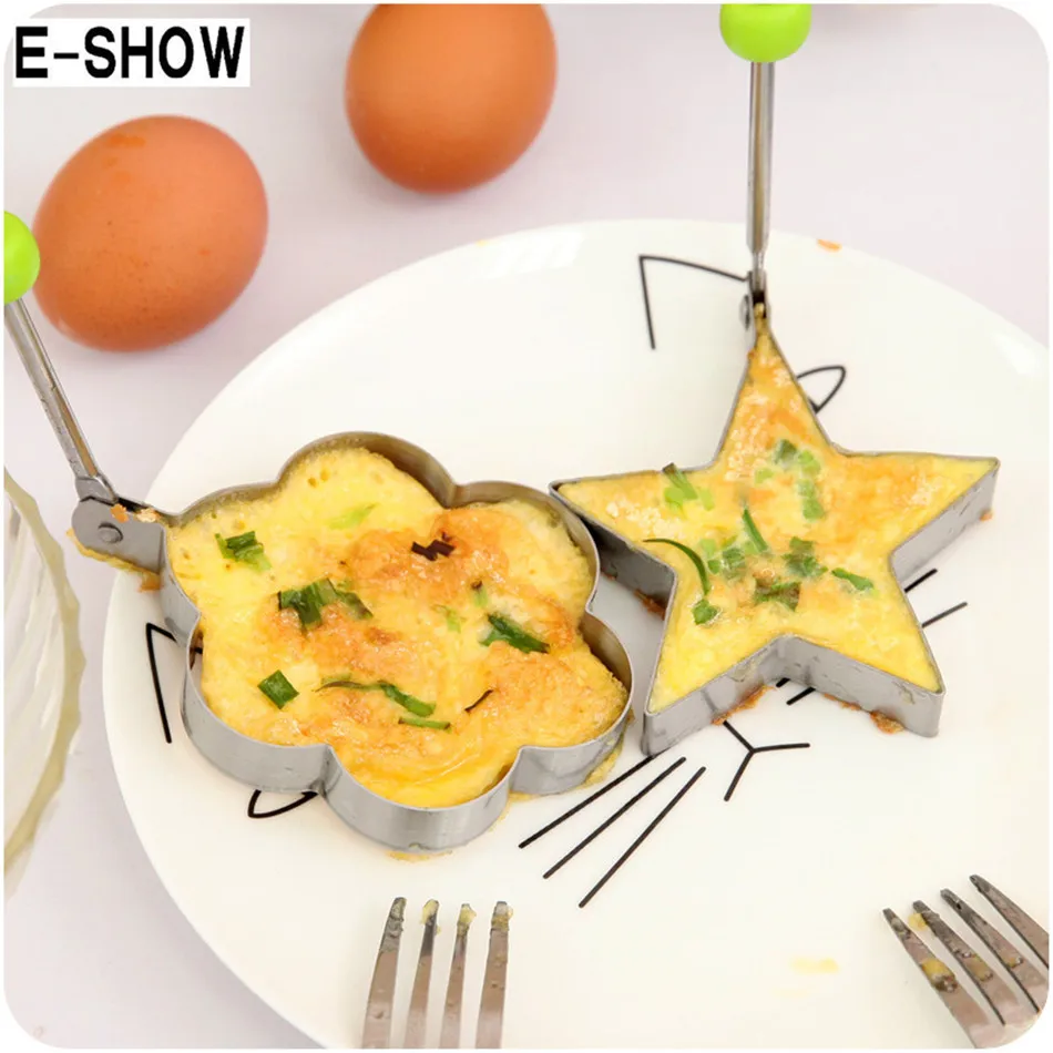 E-SHOW Нержавеющая сталь милые сердцу звезда круглые Fried Egg Плесень кольца для выпечки блинов плесень Кухня Пособия по кулинарии модель инструмент гаджеты 4 шт