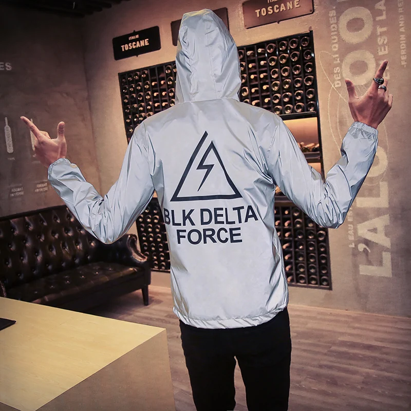 Men 3M Reflective Jacket Autumn Hip Hop Windbreaker waterproof Women