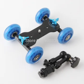 

2ni1 New Mini Desktop Camera Rail Car Table Dolly Car +7"Inch Articulating Magic Arm free shipping worldwide +tracking number