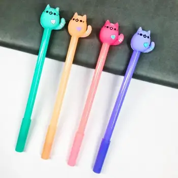 1pcs Cat Gel Pen Kawaii Stationery Cute Pens 0.5mm Student Black Gel Pens Novelty Cartoon Cute Pen Kawaii School Supplies cute cartoon bear gel pen black ink pen kawaii school supplies kawaii pens school stationery
