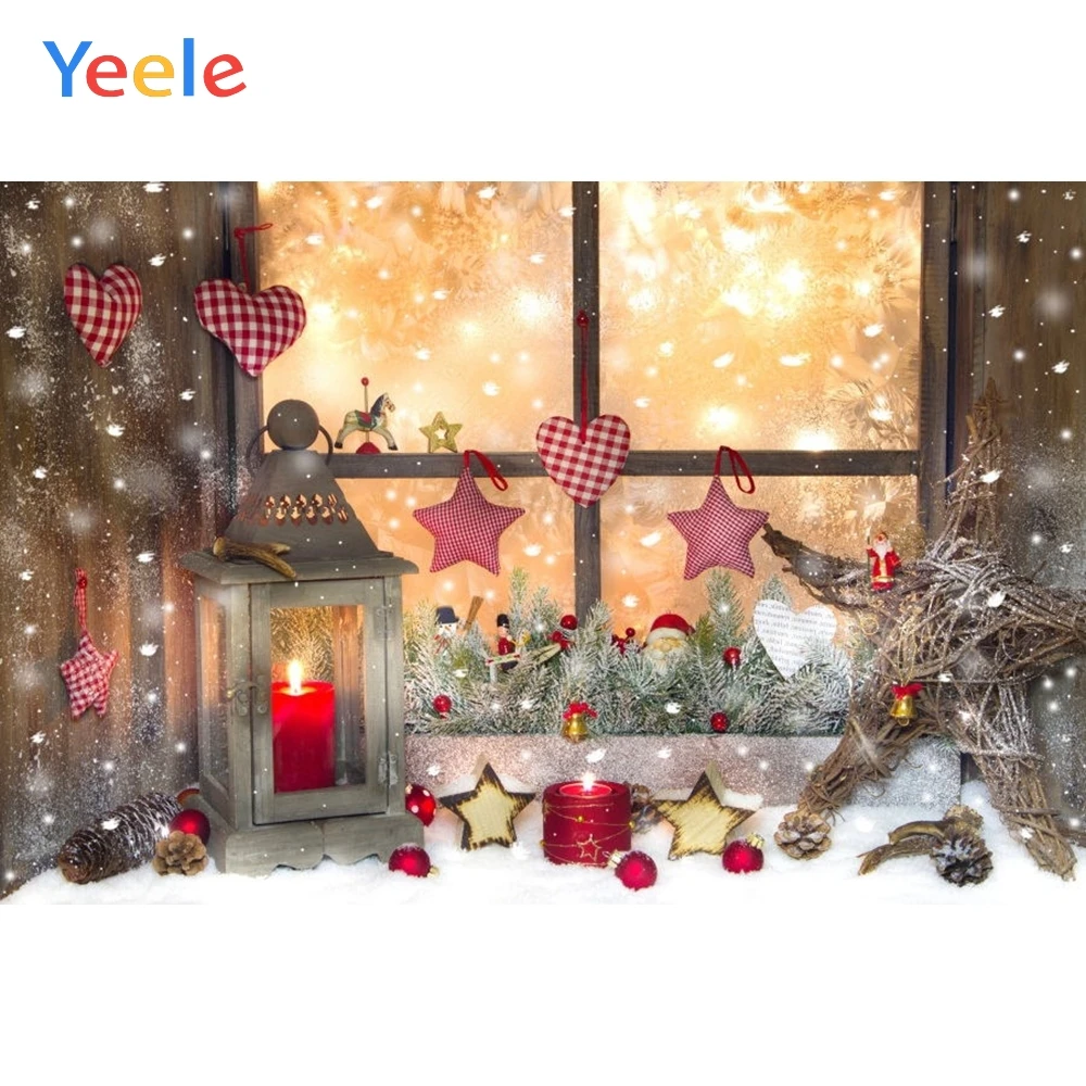 

Yeele Merry Christmas Party Window Snow Gift Tree Baby Kids Photo Background Custom Vinyl Photography Backdrop For Photo Studio