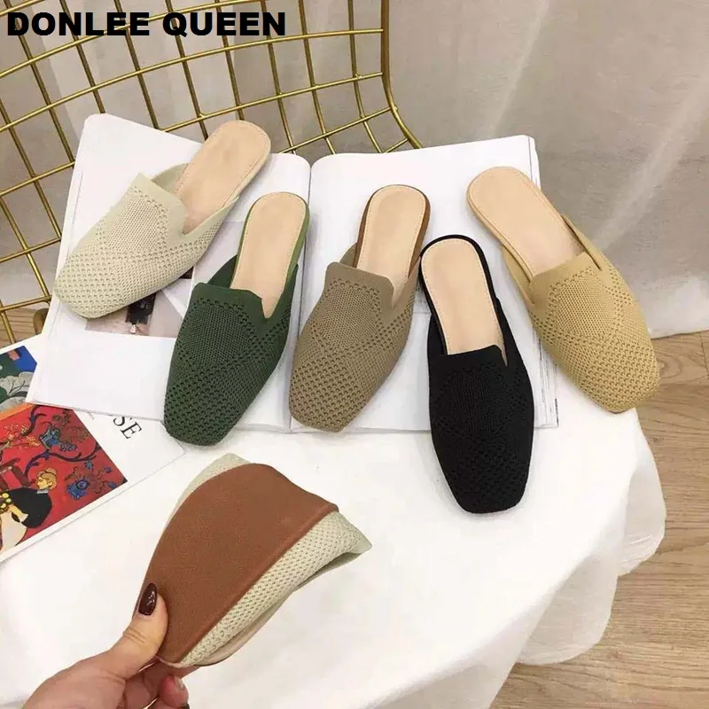 

DONLEE QUEEN Women Slippers Slip On Casual Mules Quality Breathable Mesh Comfortable Flat Heel Spring Summer Leisure Shoes Mujer