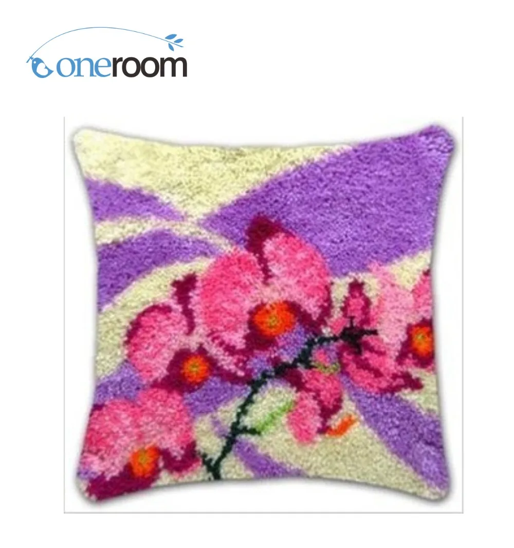 

BZ55 Plum Flowers (1) Hook Rug Kit Pillow DIY Unfinished Crocheting Yarn Mat Latch Hook Rug Kit Floor