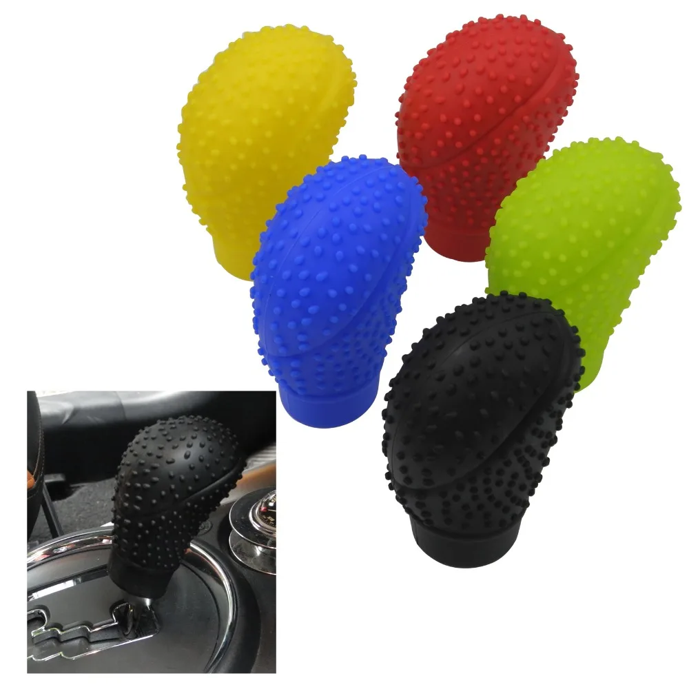 

For Car Soft Silicone Knob Shifter Cover Handbrake Grips Gear Shift Collars Anti-slip Universal Colorful Gear Head Cover