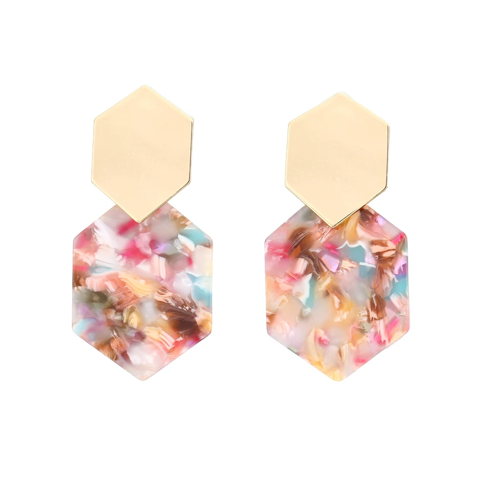 RscvonM Fashion Big Resin Drop Earrings For Women New Acetic Acid Large Korea Square Earrings Trendy Wood Geometric Jewelry