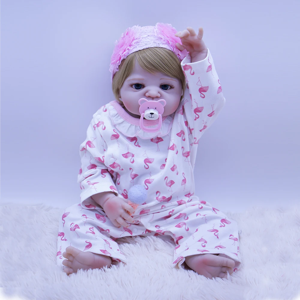 

NPK Latest white skin 57cm hard silicone newborn baby girl with big eyes bebe boneca reborn kit baby lol-dolls juguetes para