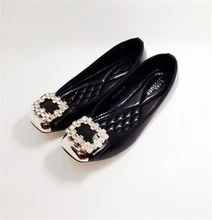 2016 European and American fashion solid color comfortable soft-soled shoes square head flat shoes Peas SUB865