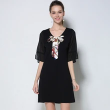 2017 Summer Women Cotton Plus Size Dresses Elegant Black Short Sleeve Bandage Casual Lady Dress Large Size Woman Clothing M-5XL