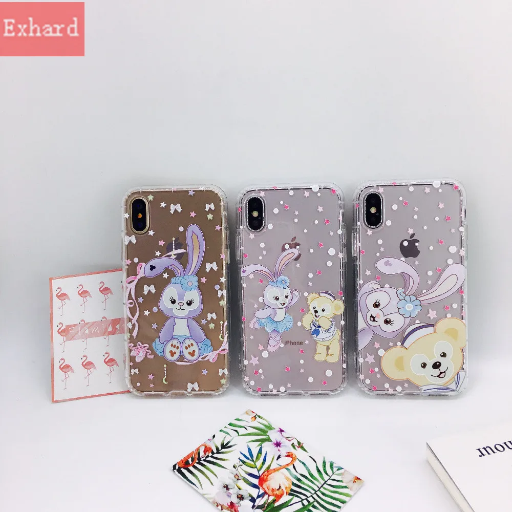 Exhard 3D Shockproof Cute Cartoon Duffy Bear Rabbit Soft