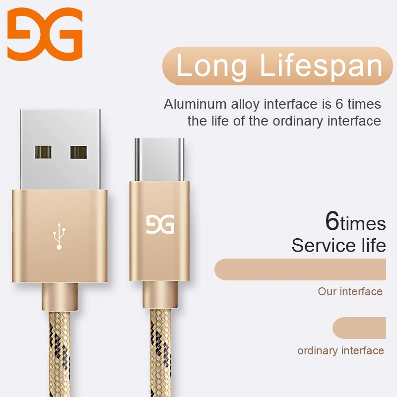 Нейлоновый usb кабель GUSGU Type C для Xiaomi быстрой зарядки Samsung HUAWEI HTC Дата Nexus OnePlus