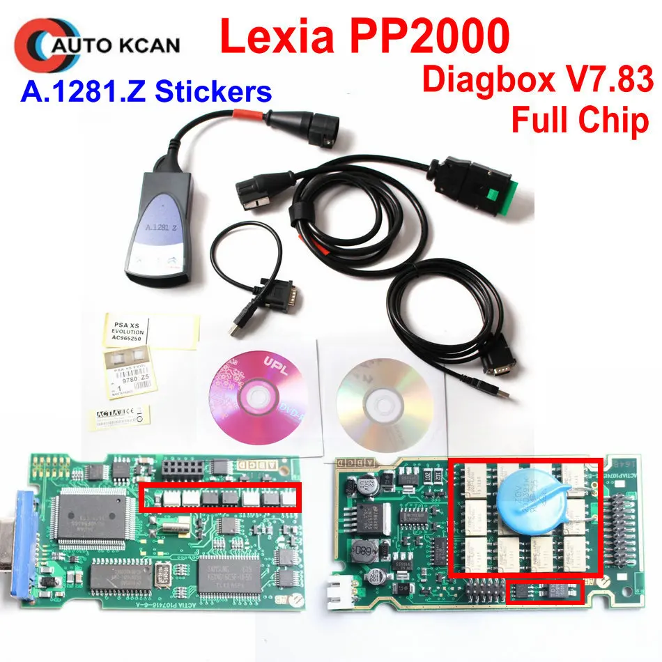 A.1281.Z наклейки Полный чип Diagbox V7.83 Lexia 3 921815C прошивки PP2000 V48/V25 Lexia3 PP2000 Lexia-3 V25 диагностический инструмент