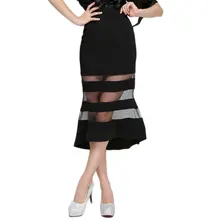 Модная Русалка тонкая Длинная черная юбка из тюля Женские Jupe Винтаж женские, с завышенной талией Юбки-карандаши Gonne Donna; кожаные туфли-лодочки