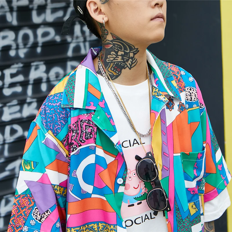 11 BYBB'S DARK Summer Hawaiian Shirts Men Hip Hop Japanese Streetwear Ukiyoe Casual Shirt Man Loose Soft Short Sleeve Shirts