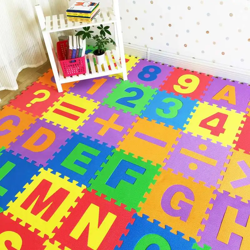 

Happy Monkey 30*30*1cm Alphabet Numbers Baby Play Mats EVA Foam Interlocking Puzzle Educational Crawling Carpet for Baby Kids