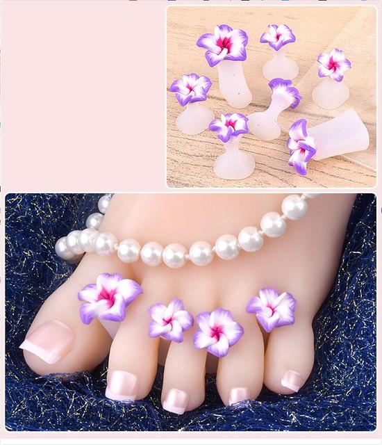 Pcs/Pack Toe Separator Cute Soft Silicone Toes Lock Tools Daisy Heart Shaped Rhinestones Nail Art Japanese Style
