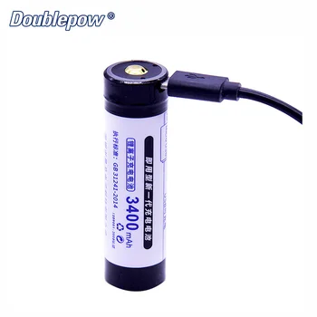 

2pcs/lot Doublepow DP-USB18650-3400mAh 3.7V Li-ion rechargeable battery in Actual Capacity USB DV-Charging INTELLIGENT CELL