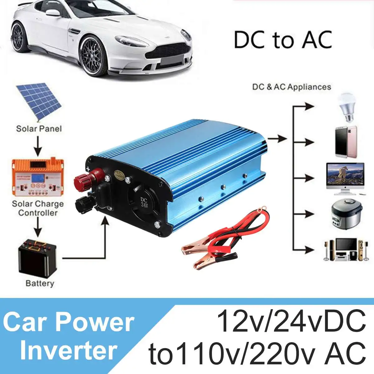 Autoleader автомобильный инвертор 12V 220V 3000W верхушкой с DC 12 V/24 V/48/60 V к переменному току 220V Солнечный Мощность преобразователь для отдыха на открытом воздухе