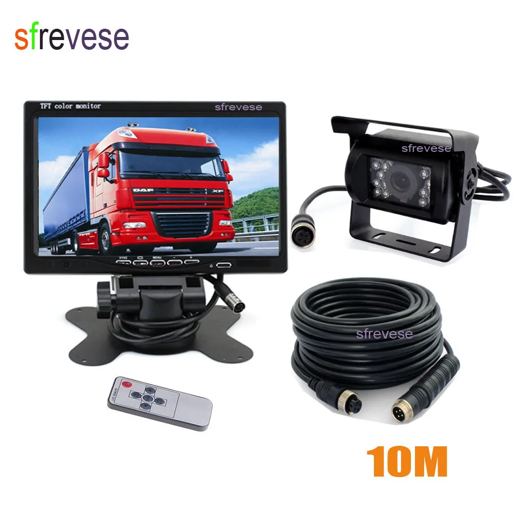 

4Pin 18 LED Night Vision Waterproof Car Vehicle Reversing Parking Backup Camera + 7" Car LCD Monitor Caravan Rear View Kit