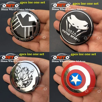 

4pcs 56mm ABS car emblem wheel hub badge stickers label For Eagle / Captain USA/Data/ Wolf logo decals FIT all car accessories
