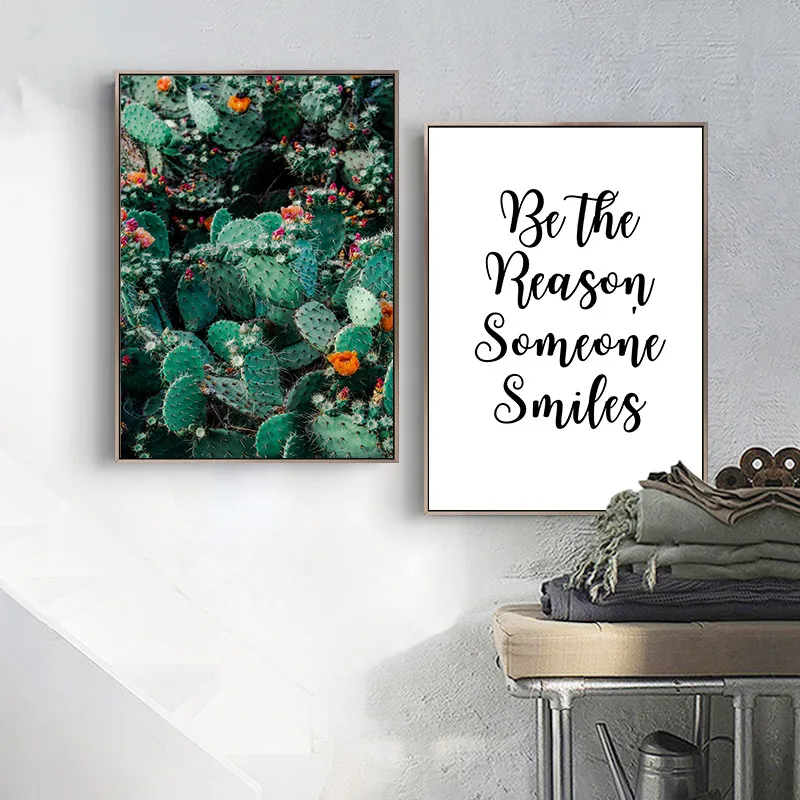 Nordic-Posters-And-Prints-Cactus-Plant-Canvas-Wall-Art-Painting-Minimalist-Quotes-Wall-Picture-For-Living
