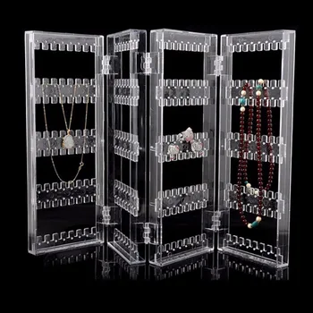 

Clear Acrylic Earrings Ear Studs Necklace Multifunctional Plastic Folding Screen Earring Jewelry Display Stand Holder